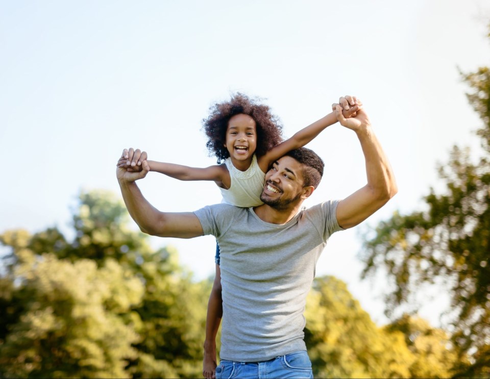 Father,Carrying,Daughter,On,Back,Outdoors