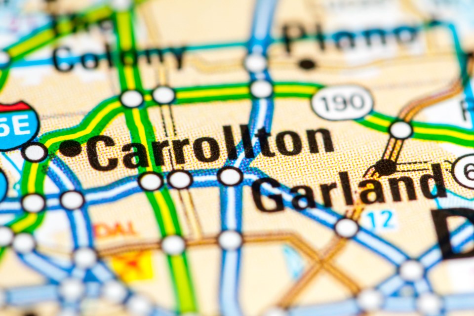Carrollton.,Texas.,Usa,On,A,Map