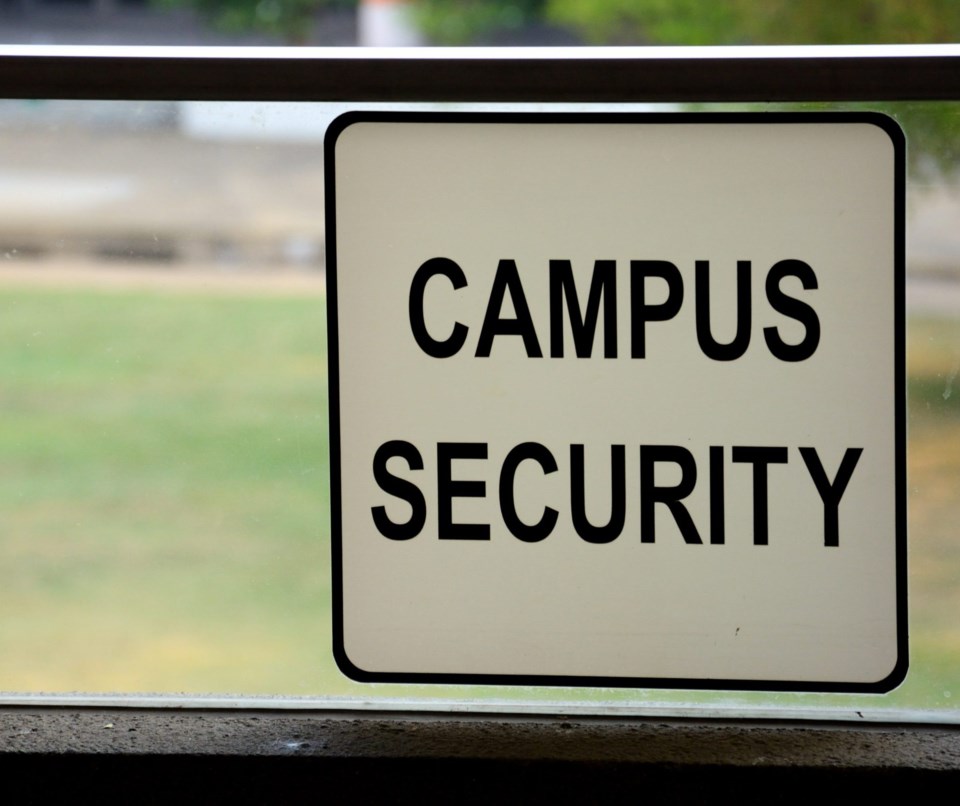 Campus,Security,Label,Against,A,Green,Field