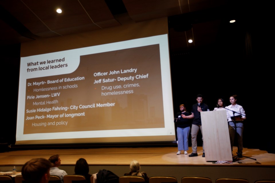 Student finalists present during Doing Democracy Day on Thursday at the Longmont Museum.