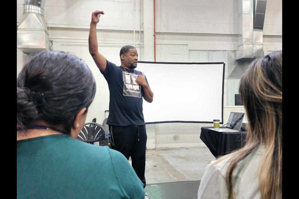 Jonathan McMillan, founder of nonprofit consulting company Be Better Than Average, speaks Wednesday afternoon, June 29, 2022, during a breakout session at the Active Collective Trauma Community Summit in Aurora.

Colorado Public Radio