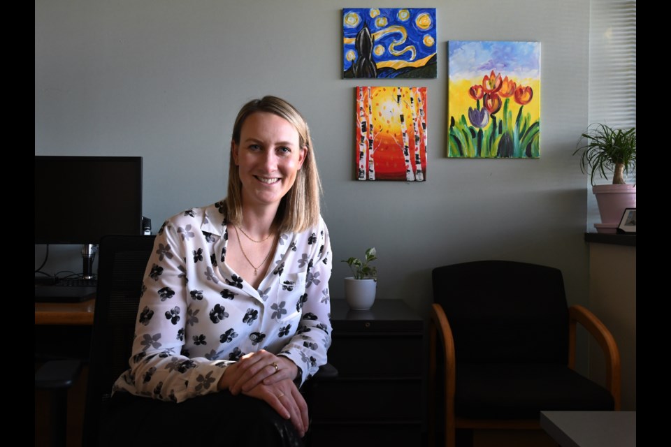 Bailey Carlin is the Family Services Outpatient Coordinator at Jefferson Center for Mental Health. She has just started returning to the office for in person treatment as well as continuing Zoom calls with her patients. (Kathryn Scott, Special to The Colorado Sun)

The Colorado Sun
