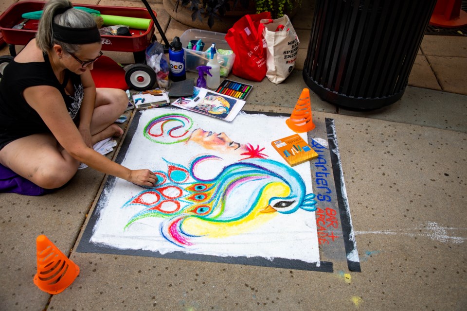 The afternoon started off well, with a couple solid hours of chalk art before the rain came down.