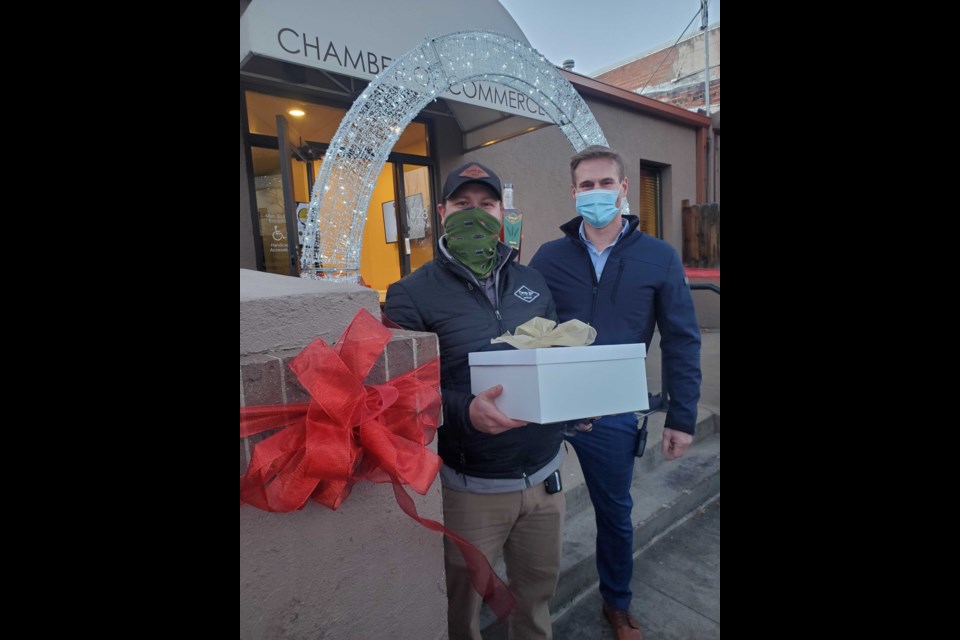 A box being picked up outside the Chamber.