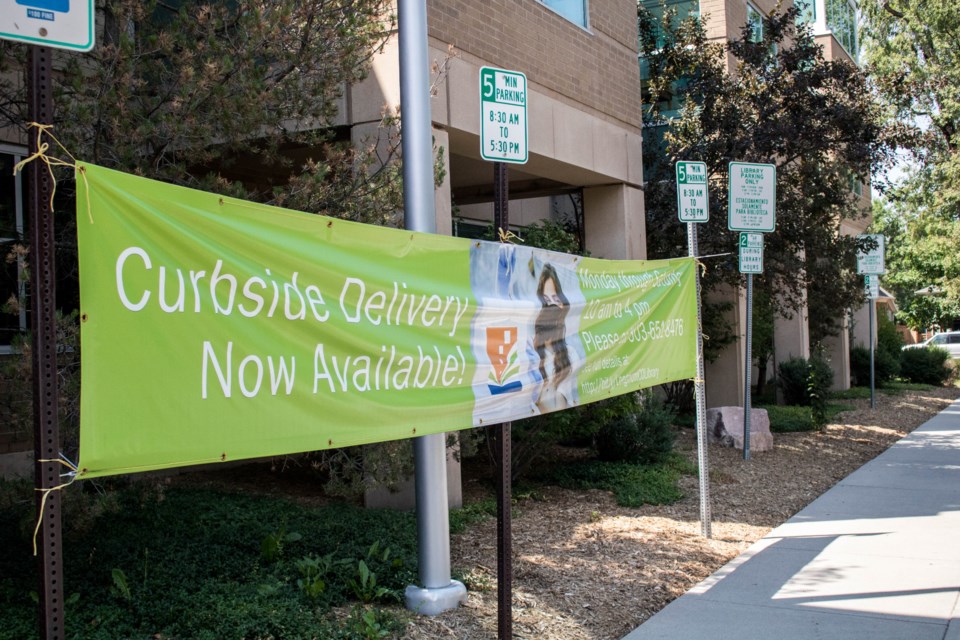 This 20-foot sign was stolen from the Longmont Public Library early on the morning of July 22, 2020.
(Photo by Matt Maenpaa)