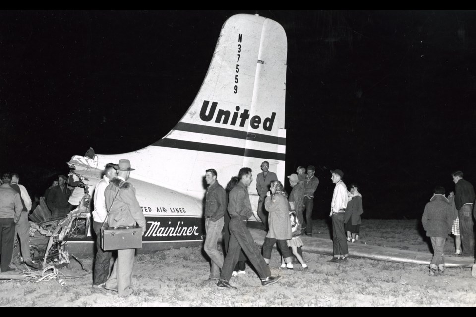 All 44 passengers and crew on Flight 629 — also known as the Mainliner Denver — were killed after it exploded 20 minutes after takeoff from Denver’s Stapleton Airfield bound for Anchorage in the Nov. 1, 1955 flight