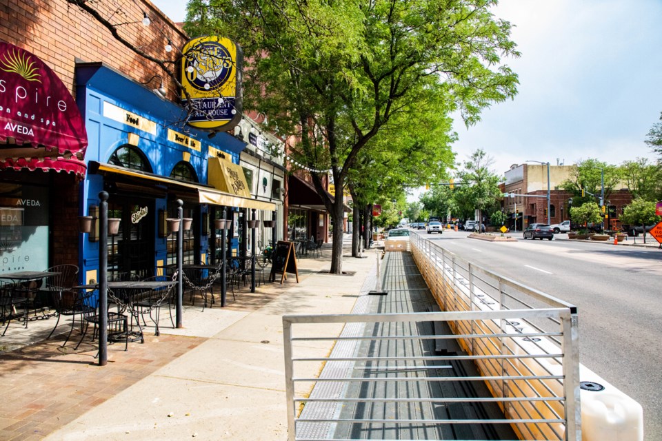 The parklets are coming in downtown to provide businesses with more outdoor seating.