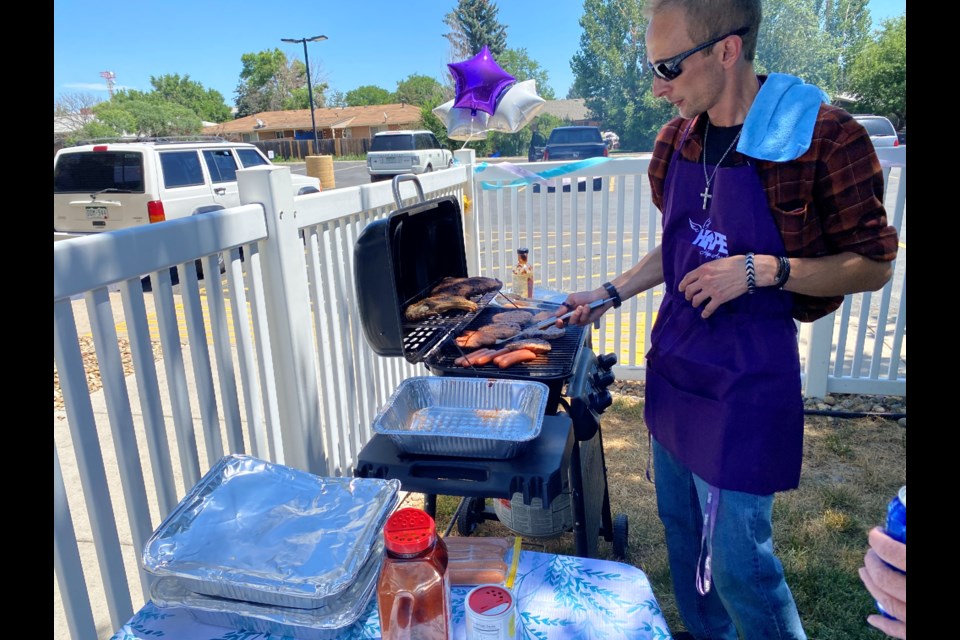 Joe Meggison worked the grill at the BBQ. 