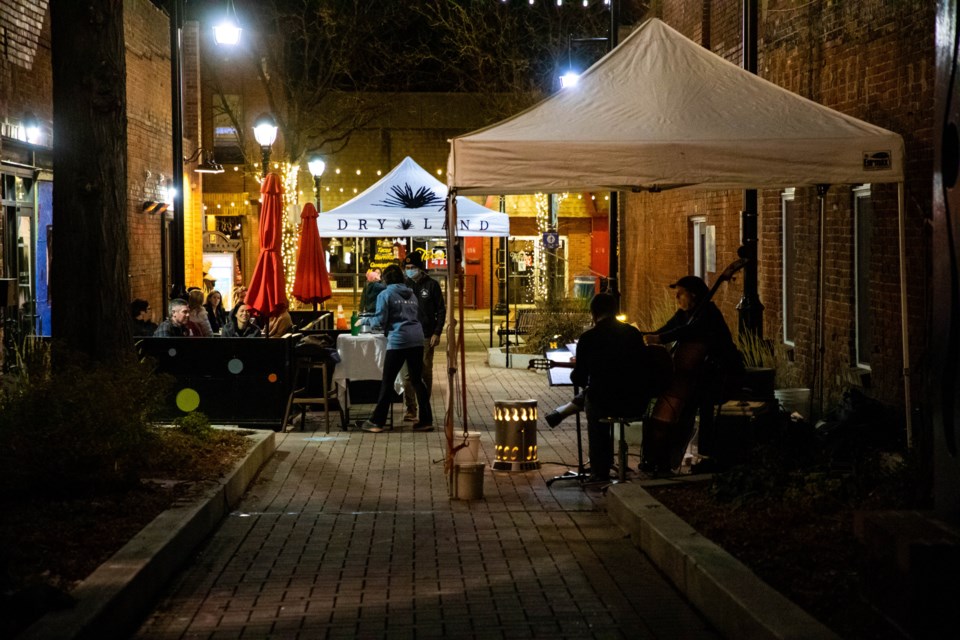 Dry Land Distillers' Holiday Market in the breezeway outside their tasting room.