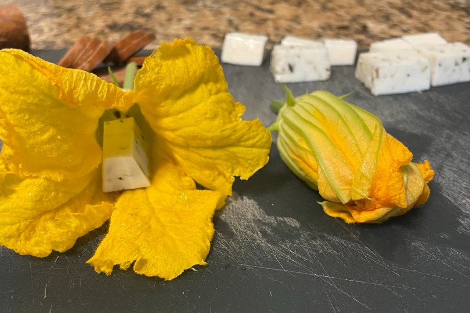 Stuffed squash flowers