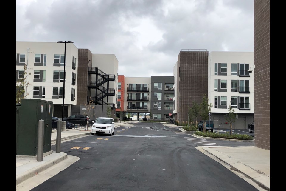 Four of five buildings at South Main Station, the mixed-use development at the former site of the Butterball turkey plant, are now complete. 
(Photo by Macie May)