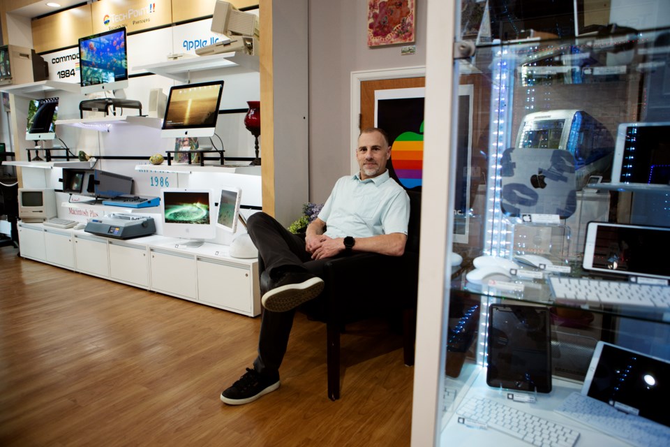 CO-TechPoint owner Andrew Zimmerman, sits in the electronic retailer and repair shop on June 30 in downtown Longmont. Photo by Ali Mai | ali.mai.journo@gmail.com