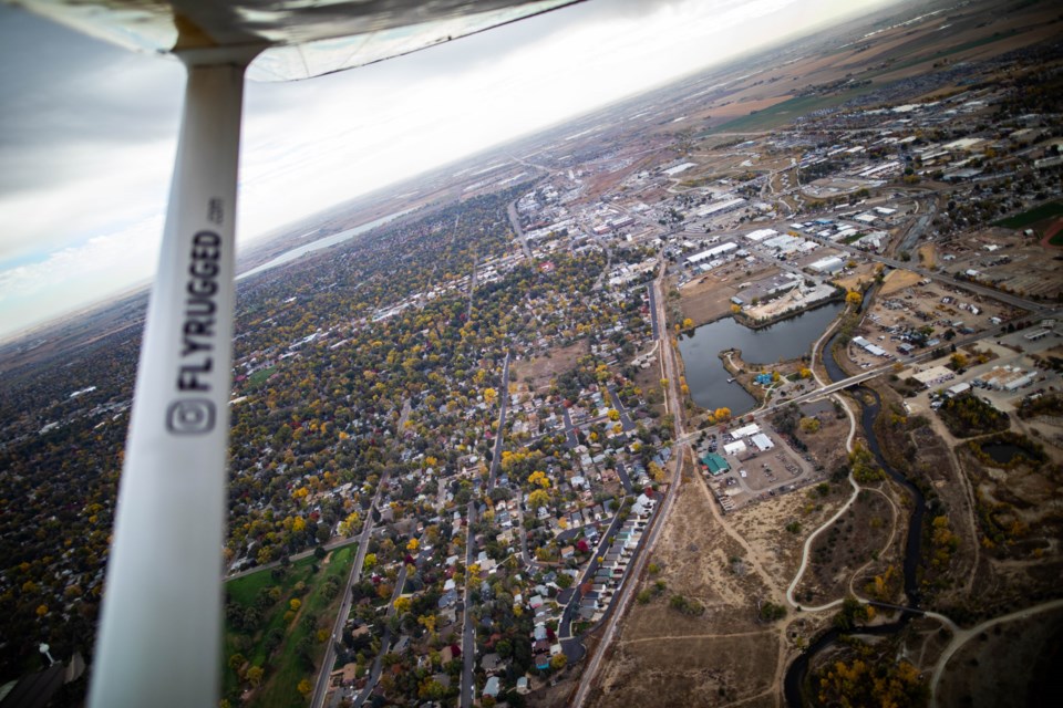 Cam Benton's Fly Rugged Tours offers regular flights around the Front Range from Vance Brand Airport in Longmont.