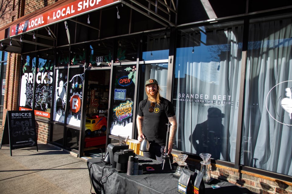 Traction Coffee co-owner Mike Murfitt at a coffee tasting at Bricks Retail in Downtown Longmont.