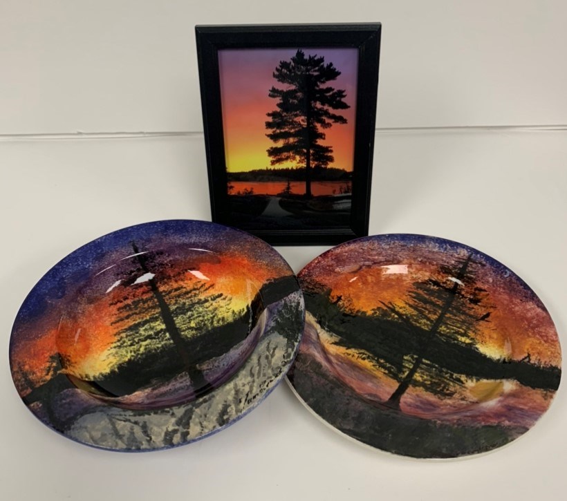 In Memory of Tracy - bowl, plate, Canadian lake by Mark Williams