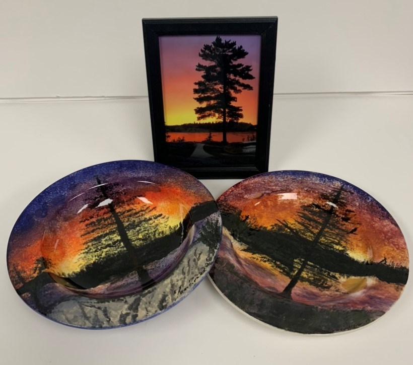 In Memory of Tracy - bowl, plate, Canadian lake by Mark Williams