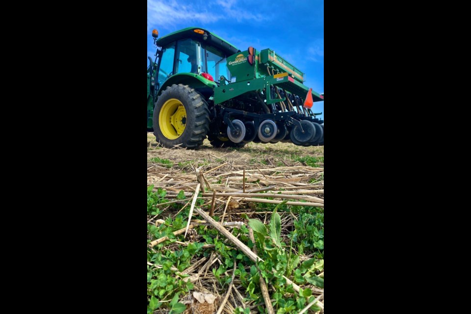 Cover crop planting day at the Ollin Farms' Project 95 research fields on Apr. 11, 2021 | Courtesy photo.