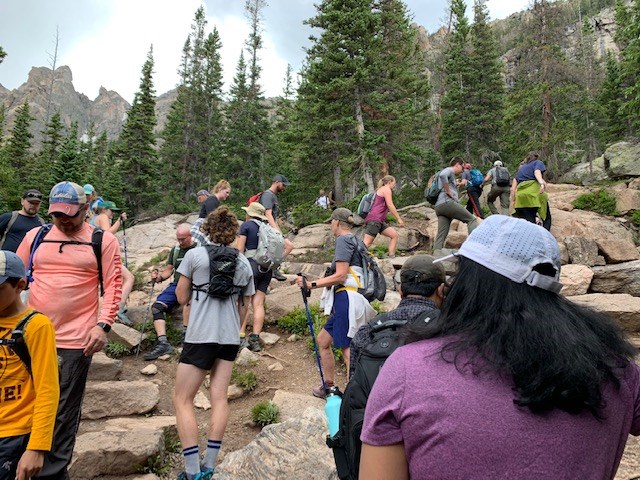 Hikers along trail to Emerald Lake July 2021 Courtesy Rocky Mountain National Park