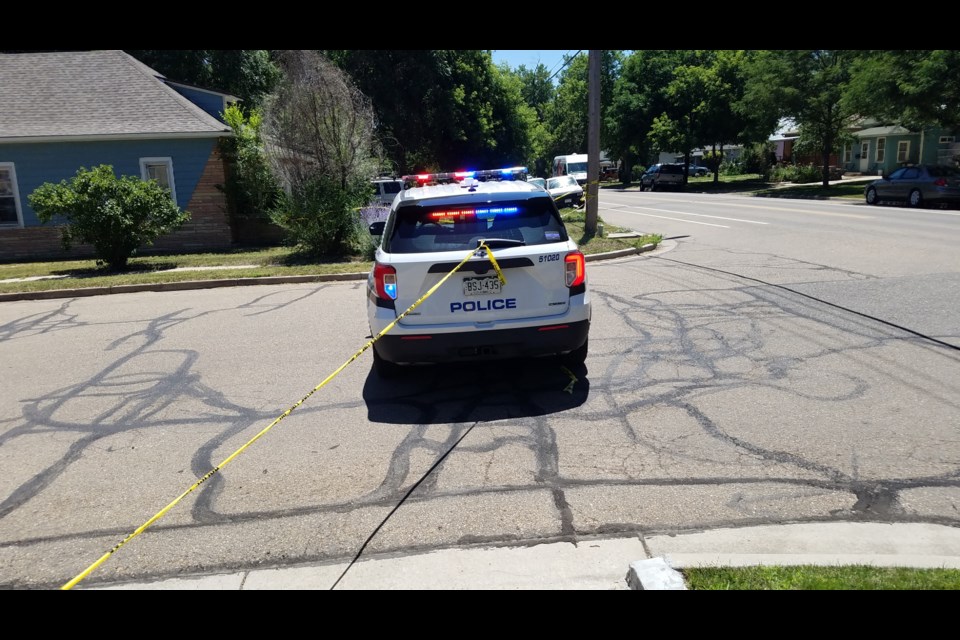 Police cordoned off part of the street as the investigation continued into officers shooting a man on July 10, 2020, at Stonehedge Place apartment complex at 600 Martin St.
(Photo by Monte Whaley)