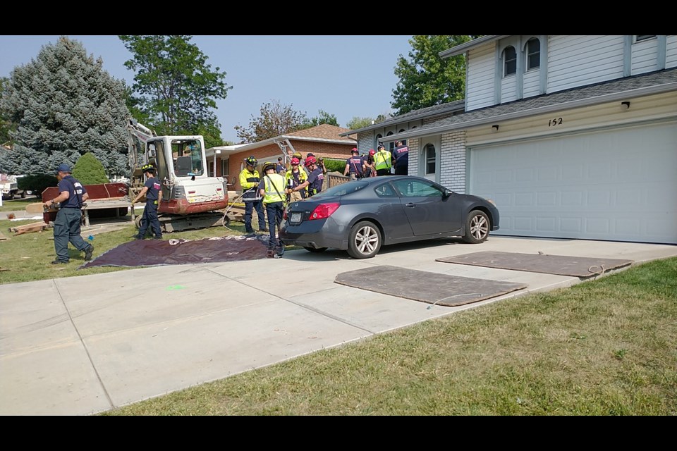 Rescue crews attempt to recover man from excavation incident in 100 block of Baylor Dr. on Sept. 7, 2021