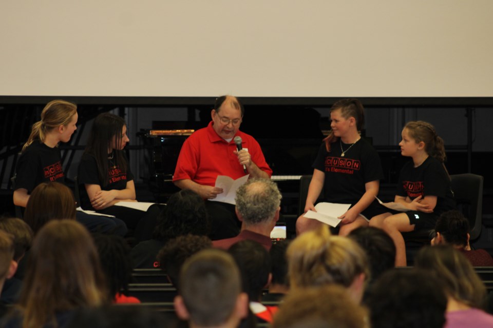 Jeff Clark talks to students about his experience with Special Olympics