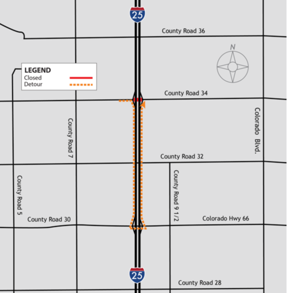 Weld County Road 34 bridge over I-25 1