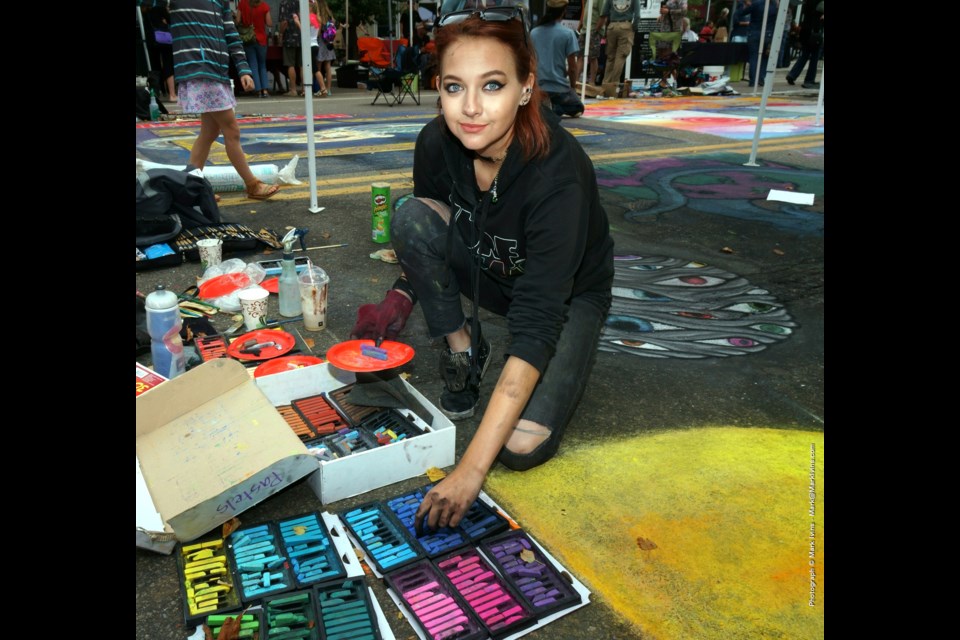 Kristina from Mead High School. AP Art Class at the Longmont Chalk Art Street Fair, 2017 &#8211; Photograph by Mark Ivins