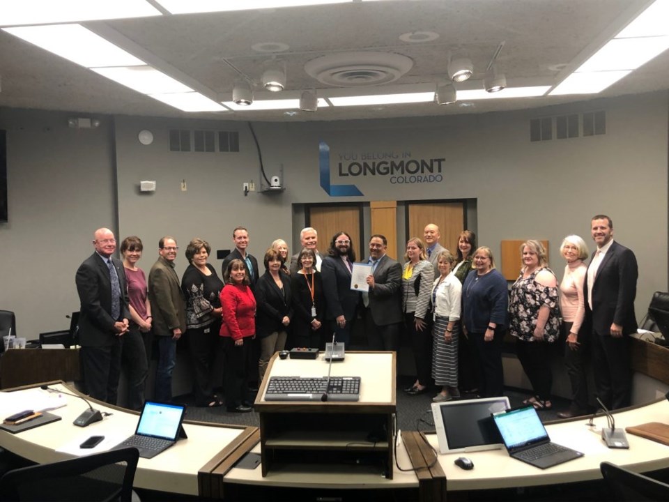 Longmont City Council and all City Staff present at April 23 City Council Meeting Photo by Jackson Reed