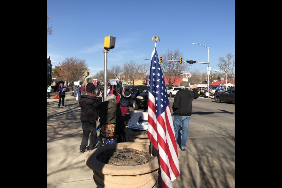 Longmont Leads with Love vigil which was counter protested by a fairly large group of Second Amendment/Trump folks on Saturday, January 25, 2020. Photo by Craig Stevens