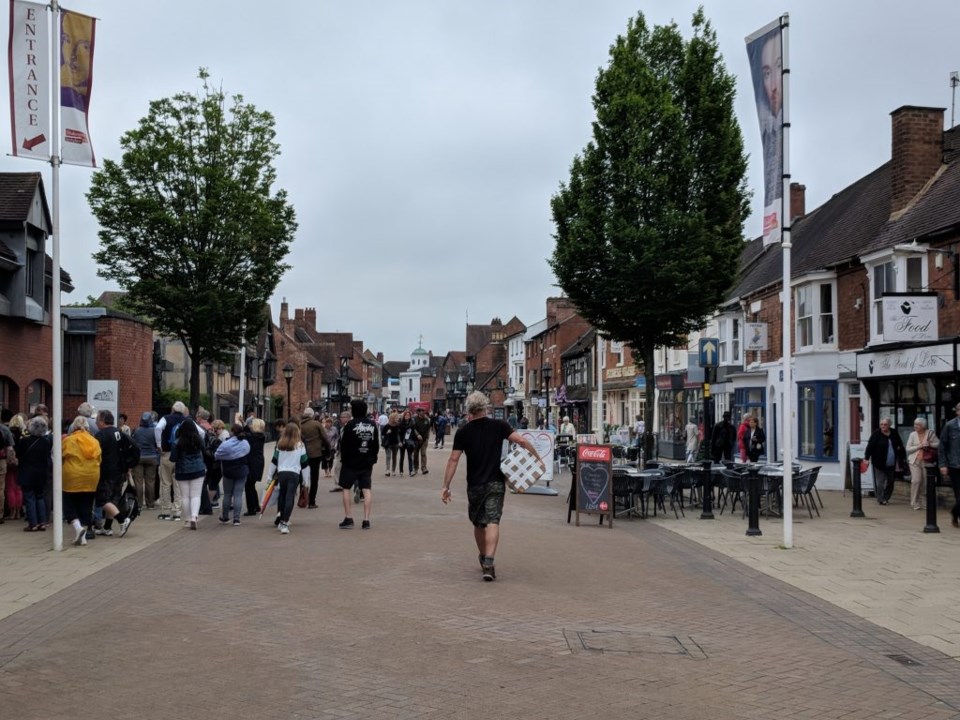 The main street of Shakespeare's hometown, Stratford Upon Avon, as it stands today.