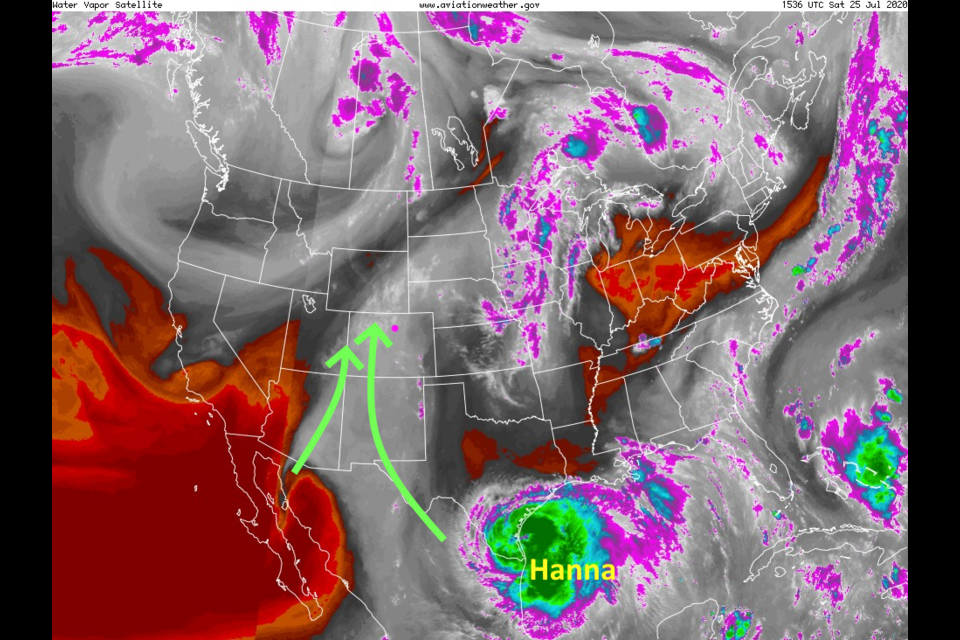 Figure 1: the water vapor satellite image from Saturday AM. 