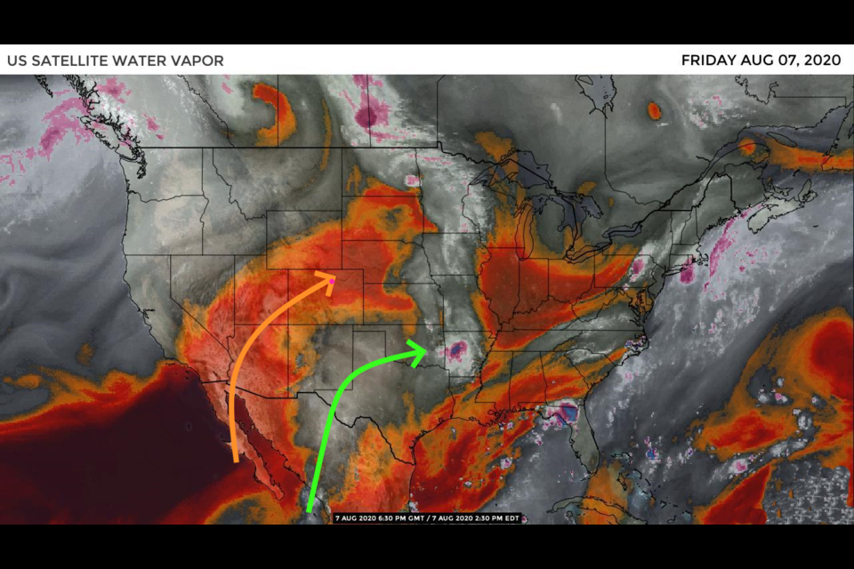 Figure 1: water vapor satellite image from Friday afternoon from NOAA.