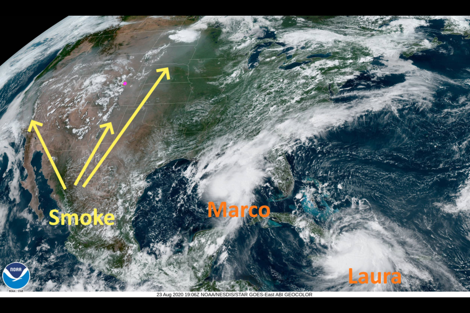 Figure 1: the visible satellite image from Sunday afternoon and NOAA