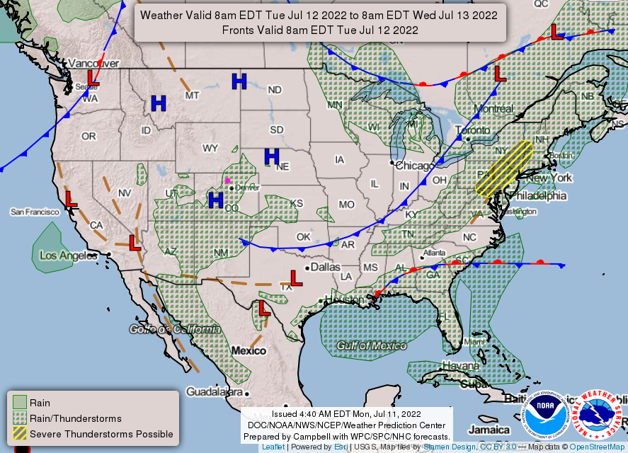 cold front weather map