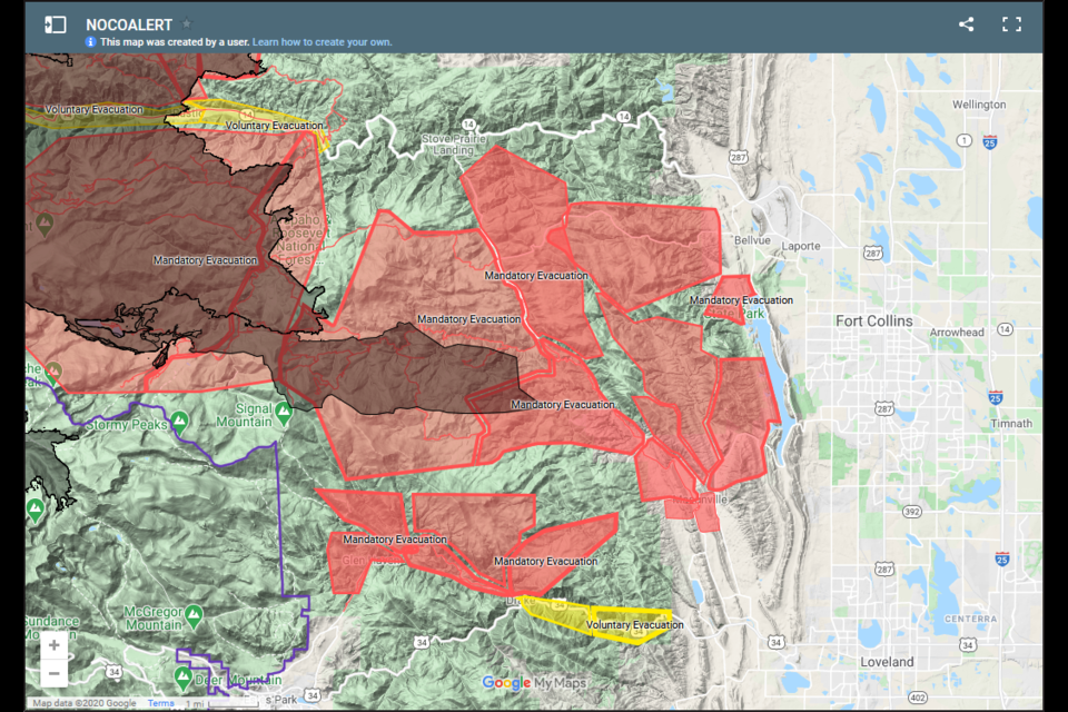 Figure 4: the Cameron Peak fire incident map from NOCOALERT