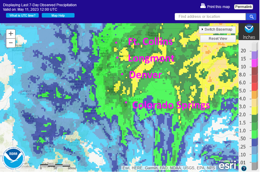 Figure 6 update: the storm total precipitation map up to Friday midday from NOAA. 