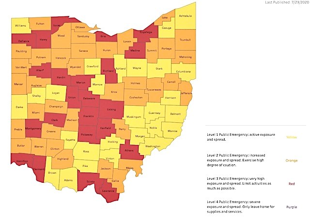 Number Of Ohio Red Counties Triples Since Unveiling Of Covid 19 Alert Map Mahoning Matters