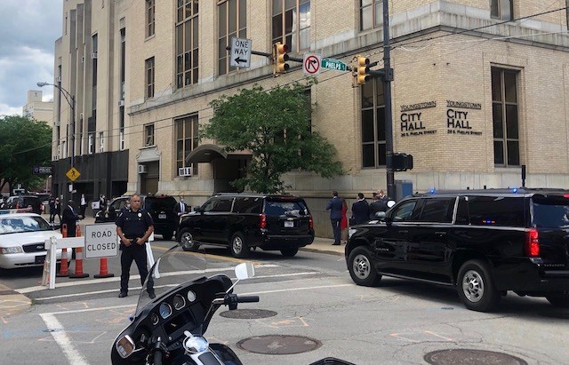 Update Veep Pence Arrives Downtown For Meeting Mahoning Matters