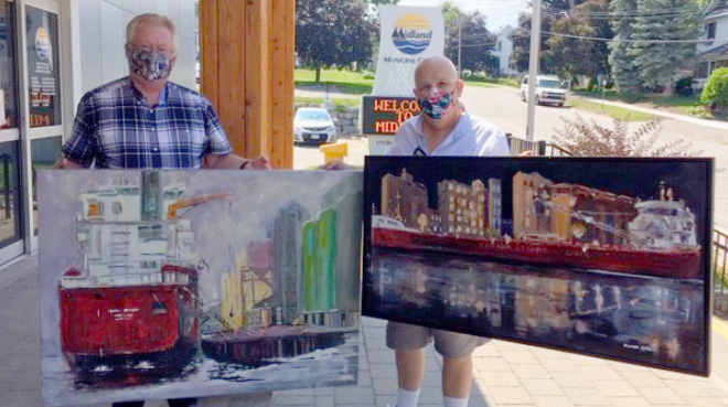 artist donates paintings to town of midland