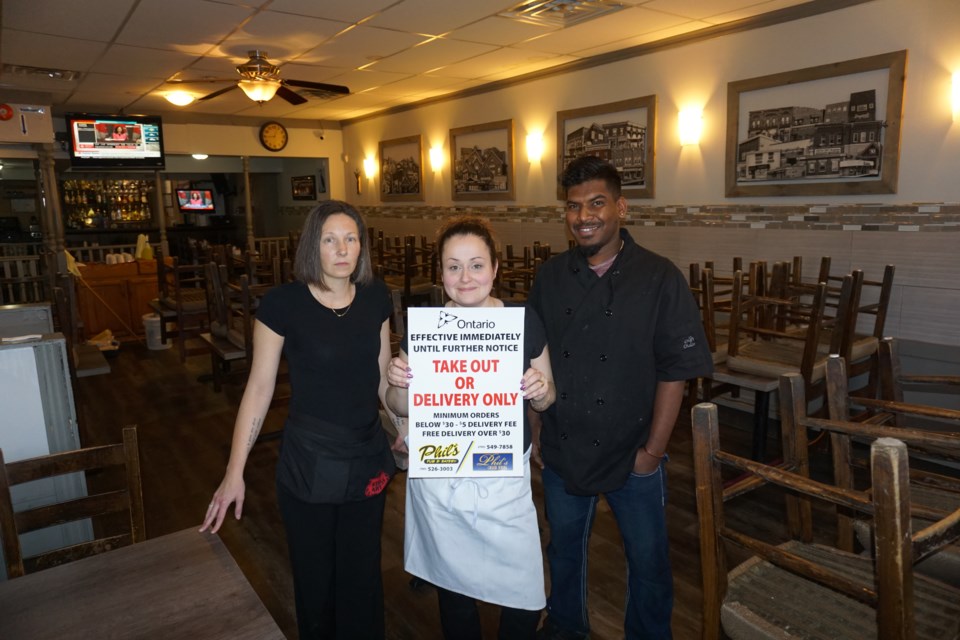 Mandy Ossowski, left, Dawn Wilson and Elil Siva work at Phil’s Family Restaurant in Penetanguishene. Andrew Philips/MidlandToday