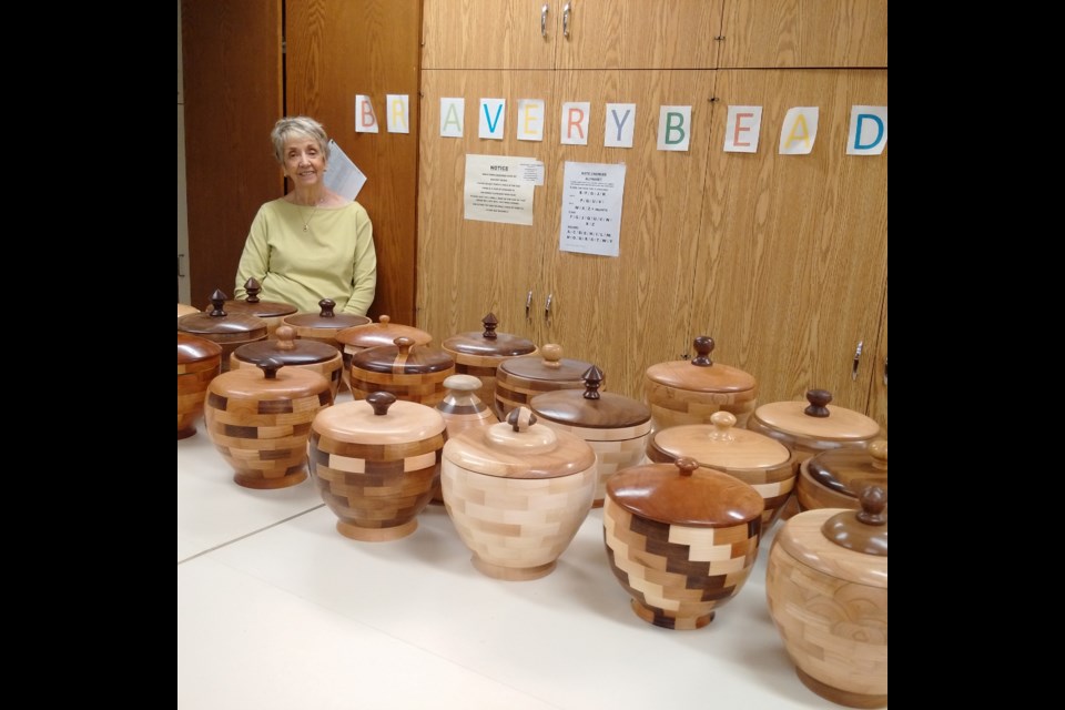 Some of the bowls created by local woodturners that have been donated to the Hospital for Sick Children.