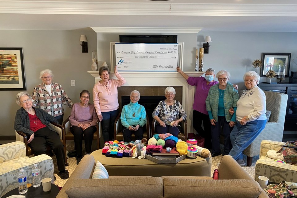 The Tiffin House knitting/crochet group is putting their needles and hooks to work to bring smiles to children at the Georgian Bay General Hospital emergency department. The group also held an in-house garage sale earlier this year, raising $400 toward the hospital's MRI fund.

Cutline 2: 