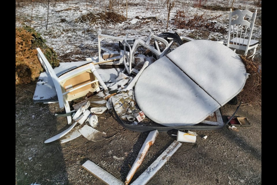 Items illegally dumped near Midland's  waterfront trail. Andrew Philips/MidlandToday