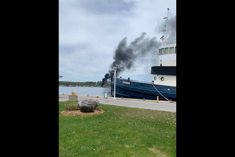 Smoke could be seen across Midland harbour.