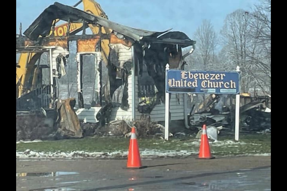 A Monday morning fire destroyed historic Tay Township church.