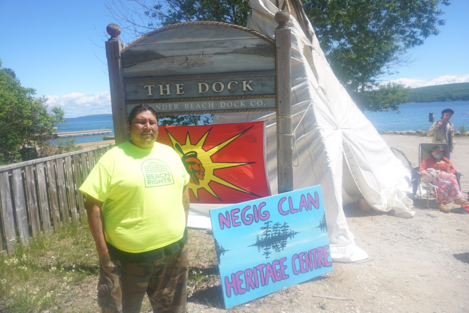 Johnny Hawke is pictured at his Thunder Beach encampment.           