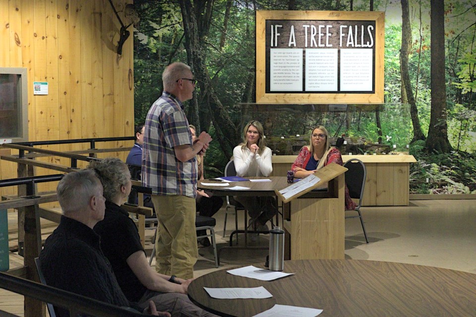The display hall at the Wye Marsh Wildlife Centre in Midland completed its upgrade recently thanks to a 2022 Resilient Communities Fund grant from the Ontario Trillium Foundation for $108,000. Project manager Tom Goldsmith spoke to the 'world class' upgrade at the ceremony.