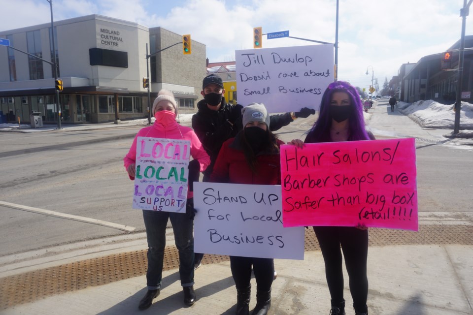  Service-industry workers Gina Hayes, Taylor Flynn, Chris Walsh and Shelby Butzer are upset their businesses have been affected by the lockdown rules.                           