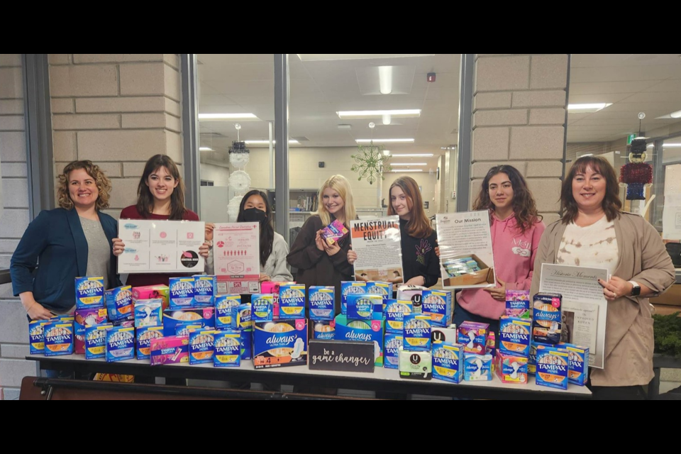 Feminine hygiene products from the first Menstrual Mixer were donated to Georgian Bay District Secondary School's Period Project.