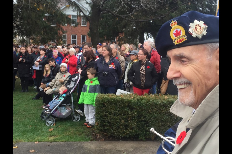 John Coull at a Remembrance Day service.